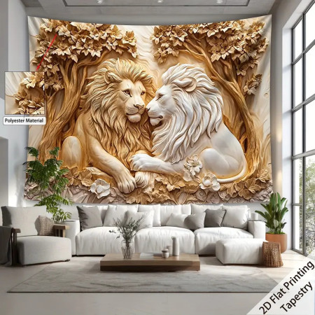 Large 2D Flat Wall Tapestry, 1pc LionLeón2D Wall Hanging