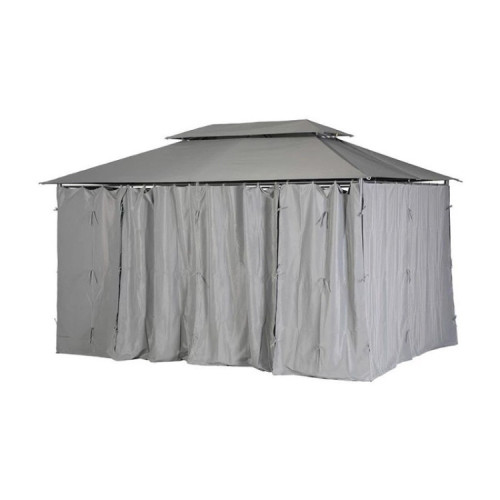 Pérgola de acero con cortinas grises 3x4m Hoger Accesorios GMS