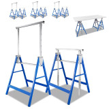 2 Caballetes Telescópicos, Caballetes Plegables Portátiles, Capacidad de Carga 250 kg, Altura Ajustable 80-130 cm