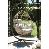 Hanging chair made of steel and synthetic rattan. 