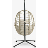 Hanging chair made of steel and synthetic rattan. 