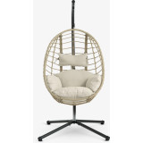Hanging chair made of steel and synthetic rattan. 